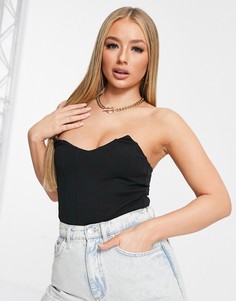Черное боди с корсетной вставкой Missguided-Черный