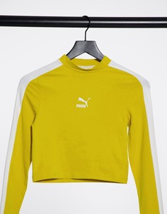 Желтый кроп-топ с длинными рукавами PUMA Classics