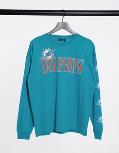 Лонгслив в стиле oversized с принтом "dolphins" ASOS DESIGN-Голубой