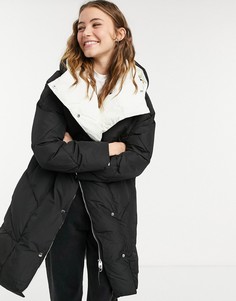 Удлиненный пуховик черного цвета Bershka-Черный