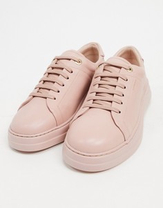 Светло-розовые кожаные кроссовки на шнуровке Fiorelli Anouk-Бежевый