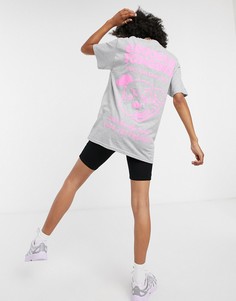 Свободная футболка с принтом Crooked Tongues-Серый