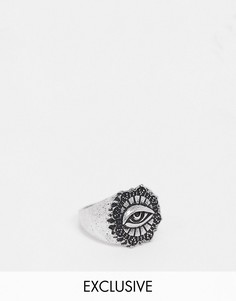 Серебристое кольцо-печатка с глазом Reclaimed Vintage-Серебристый