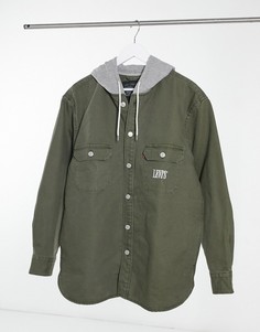 Рубашка с капюшоном из твила в оливково-зеленом цвете Levis Jackson-Зеленый Levis®