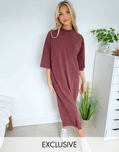 Футболка миди винного цвета с карманом Reclaimed Vintage inspired-Многоцветный