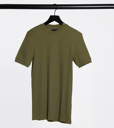 Облегающая футболка цвета хаки из трикотажа с вафельной фактурой ASOS DESIGN Tall-Зеленый
