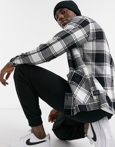 Рубашка навыпуск в черную и белую клетку Jack & Jones Originals-Белый