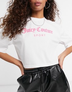 Белая укороченная футболка с логотипом Juicy Couture-Белый