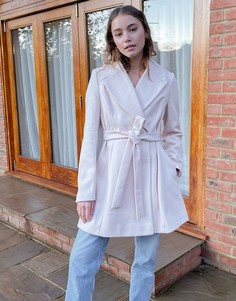 Светло-розовое расклешенное пальто Miss Selfridge-Розовый