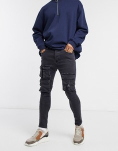 Темно-серые джинсы с карманами-карго Brave Soul-Серый