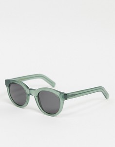 Круглые солнцезащитные очки унисекс в полупрозрачной зеленой оправе Monokel Eyewear Shiro-Зеленый