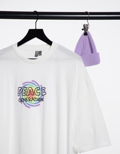 Oversized-футболка с принтом "Peace Generation" на груди ASOS DESIGN-Белый