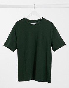 Свободная футболка цвета хаки Topman-Зеленый