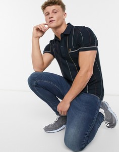 Темно-синяя футболка-поло в полоску Farah Barras-Темно-синий