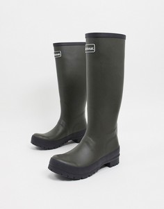 Высокие резиновые сапоги оливкового цвета с логотипом Barbour Abbey-Зеленый