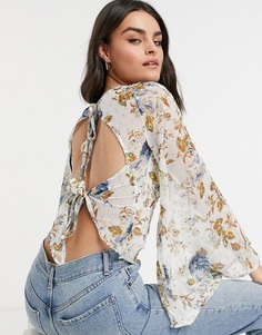 Топ со свободным воротом и металлическим цветочным принтом ASOS DESIGN-Многоцветный