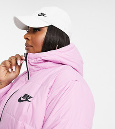 Пуховик светло-розового цвета с логотипом-галочкой на спине Nike-Розовый