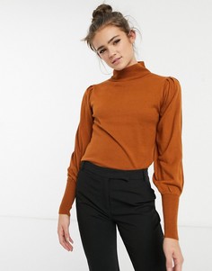 Джемпер с высоким воротом и объемными рукавами Brave Soul-Кремовый