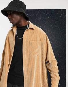Вельветовая oversized-рубашка светло-коричневого цвета ASOS DESIGN-Коричневый