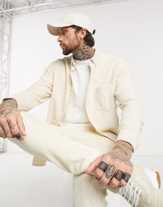 Светло-бежевая вельветовая oversized-рубашка в стиле 90-х ASOS DESIGN-Бежевый