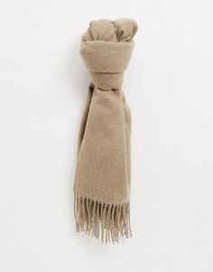 Бежевый шарф в стиле oversized с добавлением шерсти и бахромой ASOS DESIGN