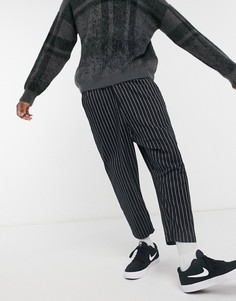 Брюки заниженного кроя в полоску ASOS DESIGN-Черный