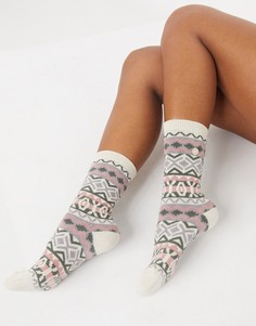 Бело-розовые носки из хлопка с орнаментом Birkenstock-Многоцветный