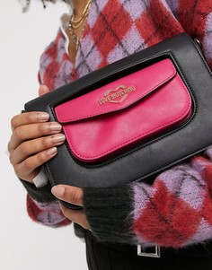 Розово-черная сумка через плечо с двумя карманами Love Moschino-Розовый