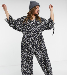 Свободный комбинезон с цветочным принтом ASOS DESIGN Curve-Многоцветный