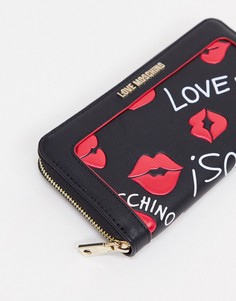 Черно-красный кошелек с принтом в виде губ Love Moschino-Черный