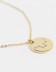 Позолоченное ожерелье с гравировкой созвездия Рыб на подвеске Z for Accessorize-Золотистый