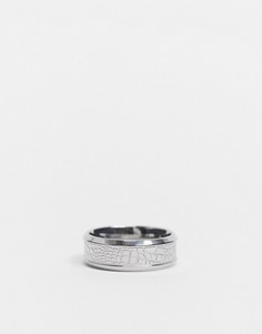 Серебристое кольцо из нержавеющей стали с покрытием под кожу аллигатора Topman-Серебристый