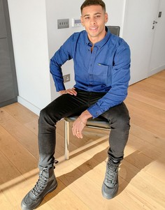 Темно-синяя рубашка на пуговицах с длинными рукавами Lee-Темно-синий