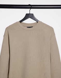 Бежевый свободный лонгслив из фактурной ткани ASOS DESIGN
