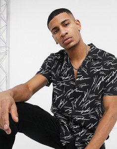 Черная рубашка с принтом Topman Signature-Черный