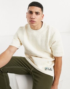 Белая футболка из фактурной жаккардовой ткани с логотипом Fila boldface-Белый