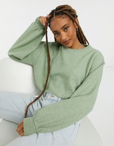 Укороченный мягкий джемпер шалфейного цвета Bershka-Зеленый