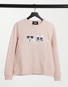 Розовая футболка с логотипом Karl Lagerfled Kocktail Karl Choupette-Розовый