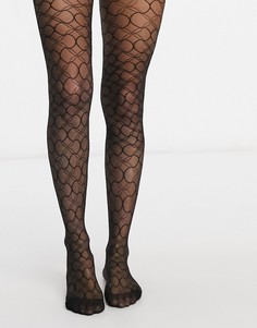Черные колготки с круглым узором Pretty Polly-Черный