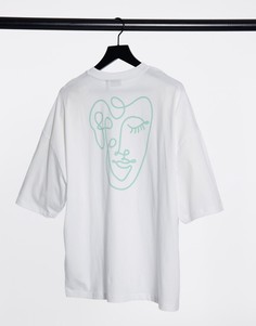 Белая oversized-футболка с принтом на спине ASOS DESIGN-Белый