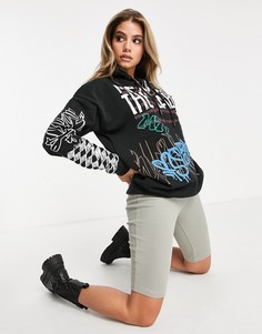 Черное худи oversized с цветным принтом Mars The Label-Черный