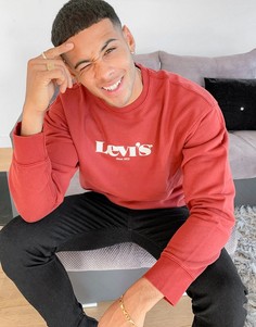 Красный свободный свитшот с логотипом спереди и круглым вырезом Levis-Коричневый Levis®