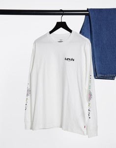 Белый свободный лонгслив с принтом на груди и рукавах Levis Levis®