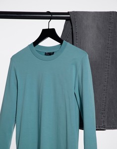Бирюзовая обтягивающая футболка с длинными рукавами ASOS DESIGN-Голубой