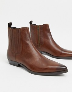 Коричневые кожаные ботинки в стиле вестерн на кубинском каблуке Silver Street-Светло-коричневый