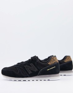 Черные кроссовки с леопардовой вставкой на пятке 373 от New Balance-Черный