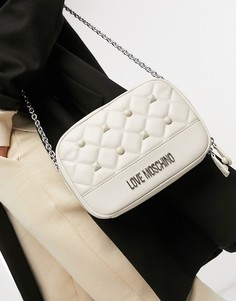 Стеганая сумка с заклепками цвета слоновой кости Love Moschino-Кремовый