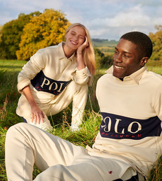 Эксклюзивные кремовые джоггеры с боковой полосой и логотипом в форме всадника Polo Ralph Lauren x ASOS-Кремовый