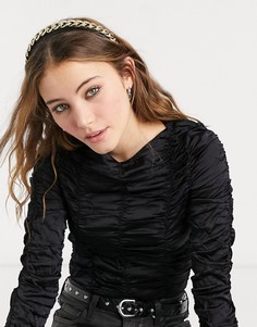 Черная повязка на голову с золотистой цепочкой My Accessories London-Черный