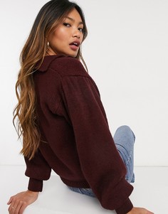 Темно-красный джемпер с открытым воротом ASOS DESIGN